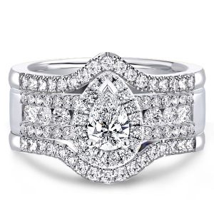 3pc wedding sets - Italo Halo Pear Shaped 3 PC Wedding Sets, Italo jewelry - Online Catalog
