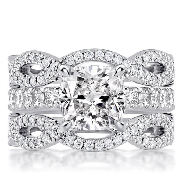 3pc wedding sets - Twist Cushion Cut Bridal Set 3PC Wedding Set, Italo jewelry - Online Catalog