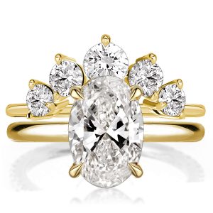 Bridal sets - Golden Oval & Round Cut Wedding Ring Set In Sterling Silver, Italo jewelry - Online Catalog