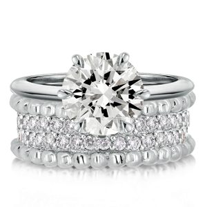 Bridal sets rings - Solitaire Rope Design Cocktail Round Cut Engagement Rings Set, Italo jewelry - Online Catalog