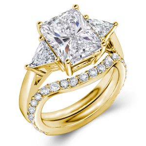 bridal sets - Radiant Cut Three Stone Bridal Set Engagement Ring Set, Italo jewelry - Online Catalog