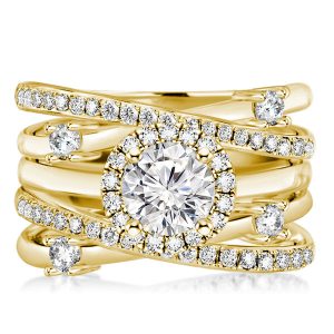 3pc wedding sets - Halo Round Cut Engagement Rings Sets For Women, Italo jewelry - Online Catalog