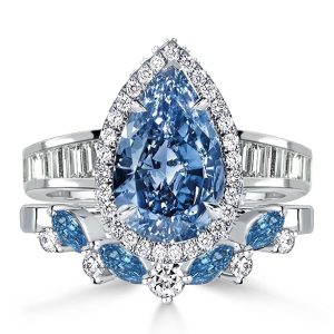 Bridal sets rings - Italo Blue Topza Halo Engagement Ring Sets Bridal Set, Italo jewelry - Online Catalog
