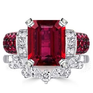 Bridal sets rings - Italo Ruby Emerald Cut Vintage Engagement Rings Sets Bridal Set, Italo jewelry - Online Catalog