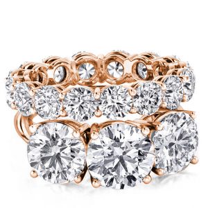 Bridal sets rings - Italo Rose Gold Three Stone Engagement Rings Sets For Women, Italo jewelry - Online Catalog