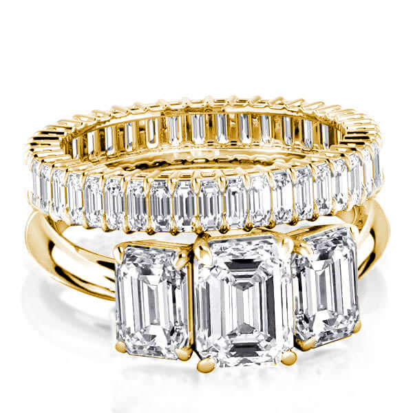 bridal sets - Golden Solitaire Eternity 3 Stone Emerald Bridal Set For Women, Italo jewelry - Online Catalog