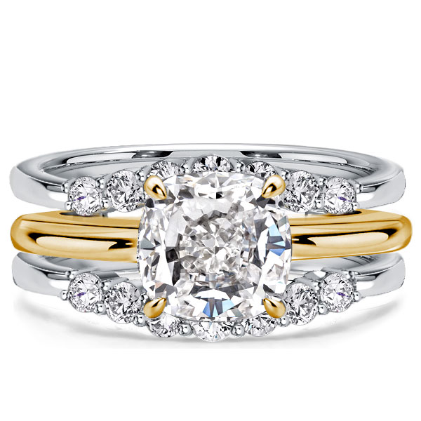 Bridal sets rings - Italo Cushion Cut Inset Guard Enhancers Engagement Rings Sets, Italo jewelry - Online Catalog