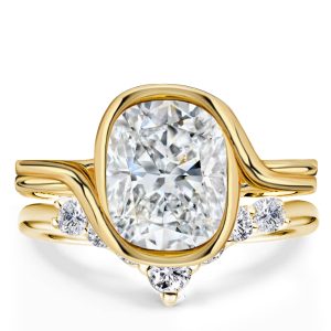 Bridal sets rings - Golden Solitaire Cushion Cut Engagement Rings Sets Bridal Set, Italo jewelry - Online Catalog