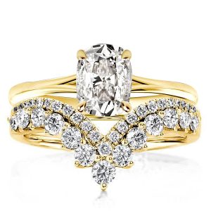 Bridal sets rings - Italo Golden Solitaire Cushion Cut Bridal Set With Hidden Halo, Italo jewelry - Online Catalog