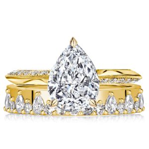 Bridal sets rings - Italo Golden Pear Cut Unique Engagement Rings Sets, Italo jewelry - Online Catalog