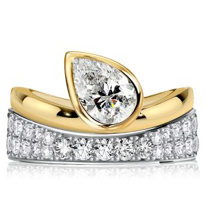 Bridal sets rings - Italo Two Tone Bezel Pear Cut Engagement Rings Sets Bridal Set, Italo jewelry - Online Catalog