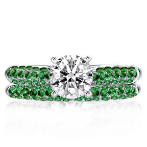 Bridal sets rings - Italo Pave White Sapphire Bridal Set Wedding Rings For Women, Italo jewelry - Online Catalog
