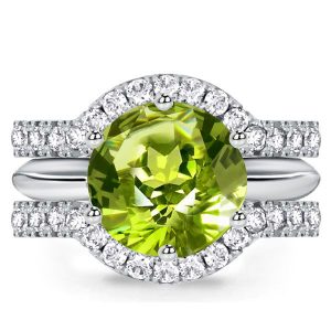 3pc wedding sets - Italo Classic Peridot 3PC Wedding Rings For Women, Italo jewelry - Online Catalog
