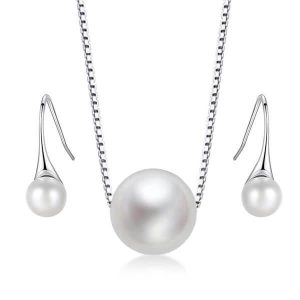 jewelry sets - White Pearl Pendant Necklace And Earrings Womens Jewelry Set, Italo jewelry - Online Catalog