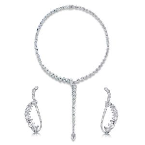 Jewelry sets - Luxury Design Pear Cut Sapphire Necklace & Cuff Earrings Set, Apparel & Accessories, Italo jewelry - Online Catalog