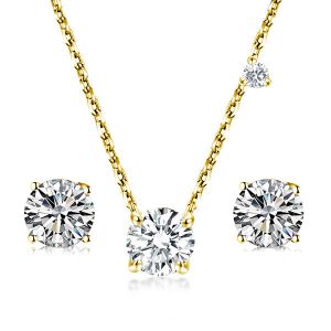Jewelry sets - Golden Round Created Sapphire Necklace & Stud Earrings Set, Apparel & Accessories, Italo jewelry - Online Catalog