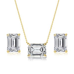 jewelry sets - Emerald Pendant Necklace & Emerald Stud Earrings Jewelry Set, Italo jewelry - Online Catalog