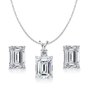Jewelry sets - Italo Classic White Emerald Cut Necklace & Earrings Set, Apparel & Accessories, Italo jewelry - Online Catalog