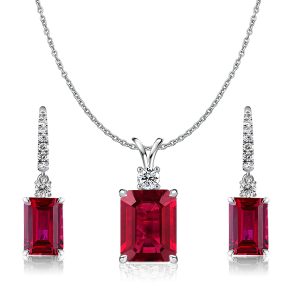 jewelry sets - Italo Silver Ruby Necklace Ruby Earrings Jewelry Set Emerald Cut Drop Earrings Pendant Necklace For Women, Italo jewelry - Online Catalog