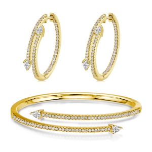 Jewelry sets - Pear Cut White Sapphire Bangle Bracelet & Hoop Earrings Set, Apparel & Accessories, Italo jewelry - Online Catalog