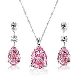jewelry sets - Italo Pink Sapphire Pear Cut Necklace & Earrings Jewelry Set, Italo jewelry - Online Catalog