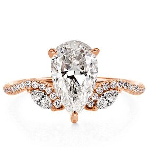 Unique engagement Rings - Pear Cut Chevron Rose Gold Engagement Ring (3.15 CT. TW.), Italo jewelry - Online Catalog