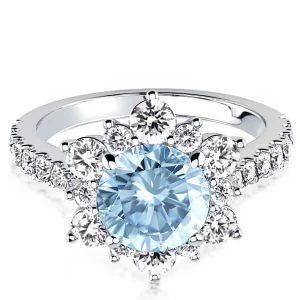 unique engagement rings - Italo Halo Aquamarine Engagement Ring Halo Engagement Ring, Italo jewelry - Online Catalog