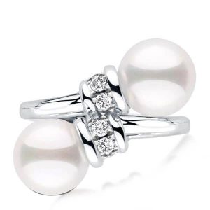 unique engagement rings - Bypass Joint Design White Pearl Engagement Ring, Italo jewelry - Online Catalog
