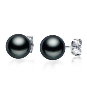 Earrings - Classic Black Pearl Stud Silver Earrings, Apparel & Accessories, Italo jewelry - Online Catalog