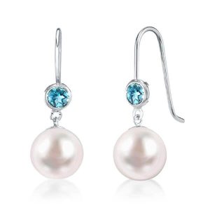 Earrings - Created Aquamarine Pearl Drop Earrings, Apparel & Accessories, Italo jewelry - Online Catalog