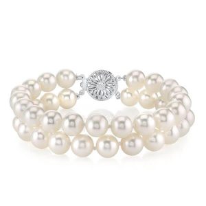 bracelets - Double Row White Pearl Fashion Bracelet, Italo jewelry - Online Catalog