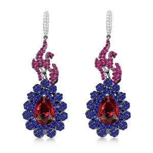Earrings - Snowflake & Fire Double Halo Pear Drop Earrings, Apparel & Accessories, Italo jewelry - Online Catalog
