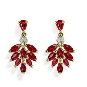 Earrings - Flower Fire Design Two Tone Garnet Drop Designer Earrings, Apparel & Accessories, Italo jewelry - Online Catalog