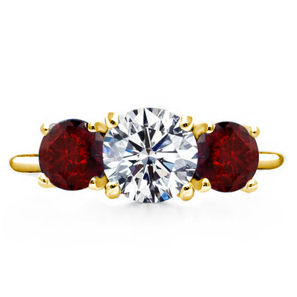 Three stone rings - Three Stone Created Garnet Engagement Ring, Three stone rings, Italo jewelry - Online Catalog