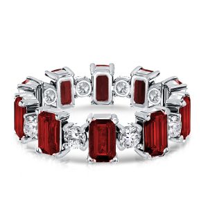 eternity band - Garnet Emerald & Round Alternating Wedding Band, Italo jewelry - Online Catalog