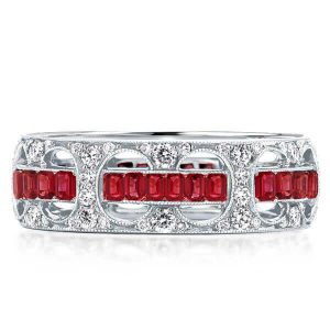 Eternity band - Milgrain Created Garnet Eternity Wedding Band(2.08 CT. TW.), Apparel & Accessories, Italo jewelry - Online Catalog