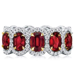 eternity band - Halo Oval Created Garnet Eternity Wedding Band, Italo jewelry - Online Catalog