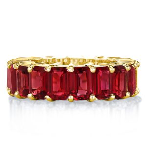 eternity band - Golden Classic Emerald Created Garnet Eternity Wedding Band, Italo jewelry - Online Catalog