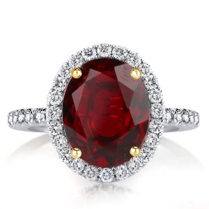 halo engagement rings - Halo Oval Created Garnet Engagement Ring, Italo jewelry - Online Catalog