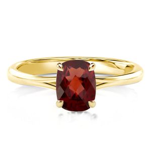 Unique engagement Rings - Cushion Cut Created Garnet Hidden Halo Engagement Ring, Italo jewelry - Online Catalog