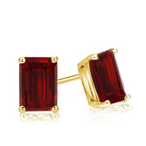 earrings - Classic Emerald Created Garnet Stud Earrings, Italo jewelry - Online Catalog