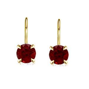 Earrings - 4 Prong Round Cut Created Garnet Drop Earrings, Apparel & Accessories, Italo jewelry - Online Catalog