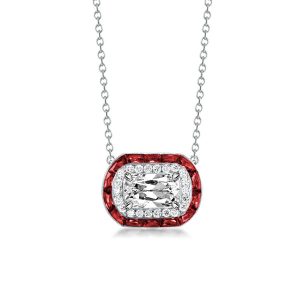 Necklaces - Halo Cushion Cut Created Garnet Pendant Necklace, Apparel & Accessories, Italo jewelry - Online Catalog