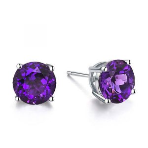 earrings - Classic 4 Prong Created Amethyst Stud Earrings, Italo jewelry - Online Catalog