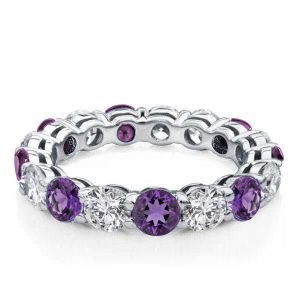 Eternity band - Alternating Purple & White Round Cut Eternity Wedding Band, Apparel & Accessories, Italo jewelry - Online Catalog