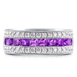 Eternity band - Milgrain Amythyst Ring 925 Sterling Silver Ring Band, Apparel & Accessories, Italo jewelry - Online Catalog