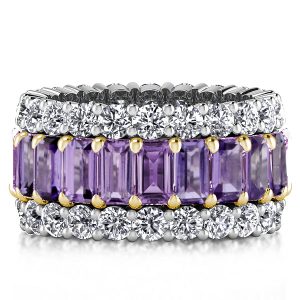 Eternity band - Two Tone Triple Row Eternity Created Amethyst Wedding Band, Apparel & Accessories, Italo jewelry - Online Catalog