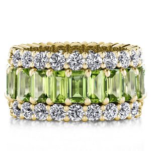 anniversary band - Italo Peridot Ring Emerald Cut Eternity Wedding Band For Women, Italo jewelry - Online Catalog
