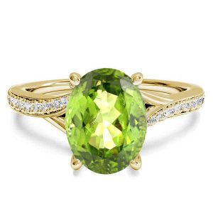 unique engagement rings - Golden Bypass Oval Created Peridot Engagement Ring, Italo jewelry - Online Catalog