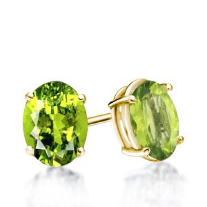 earrings - Classic Oval Created Peridot Stud Earrings, Italo jewelry - Online Catalog